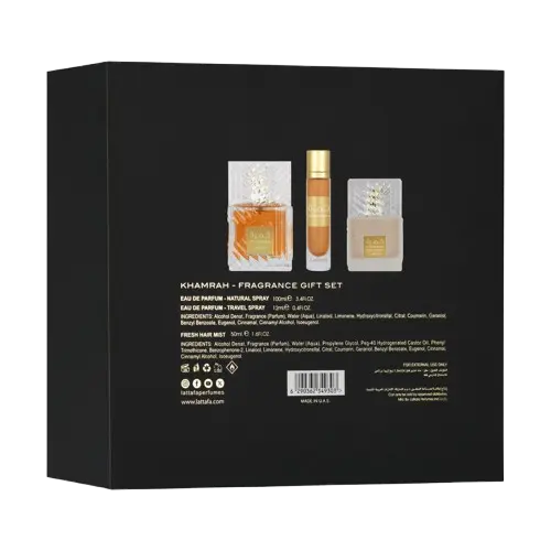 Lattafa Khamrah Gift Set with Hair Mist 3 Pcs 