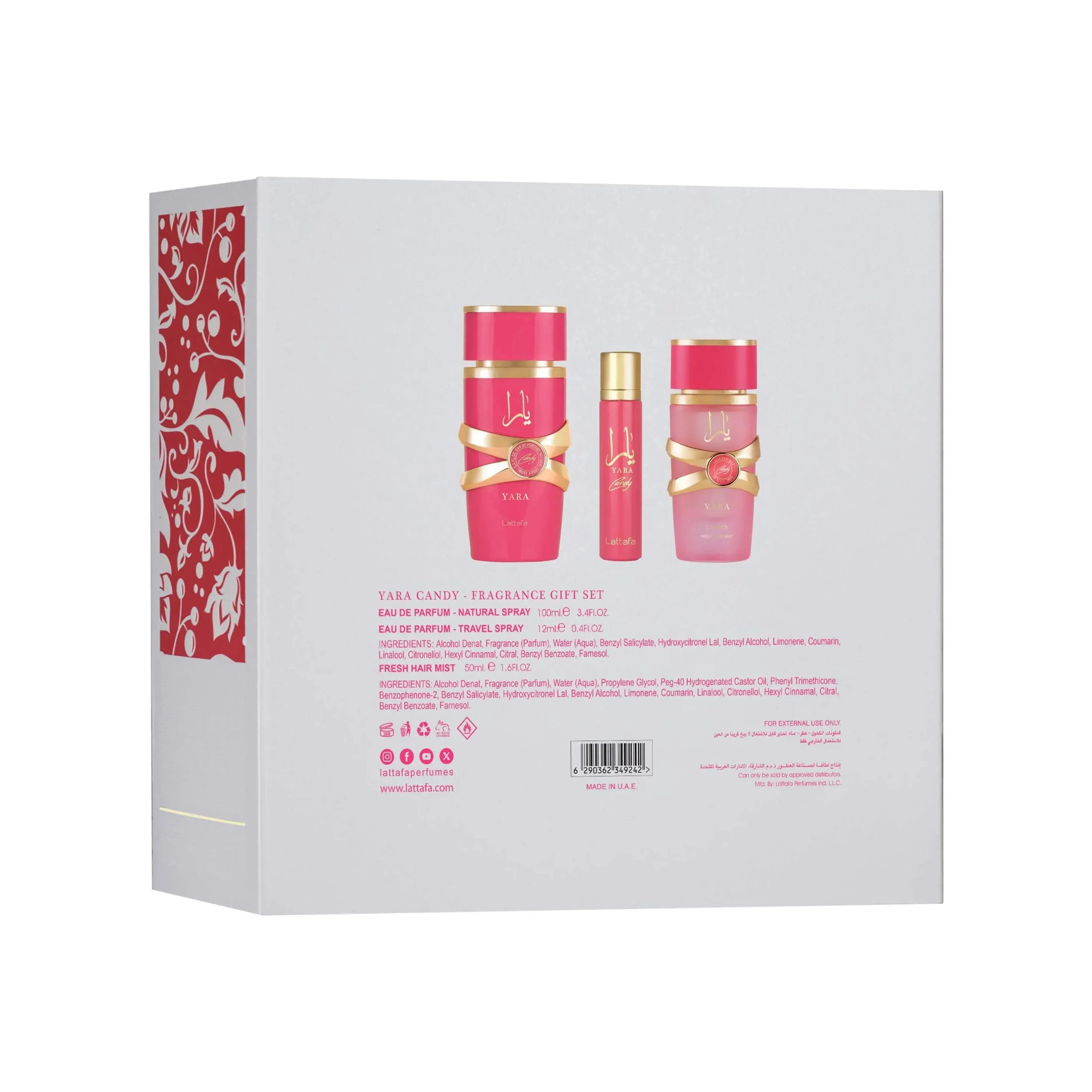 Yara Candy Gift Set Travel Spray + Hair Mist 